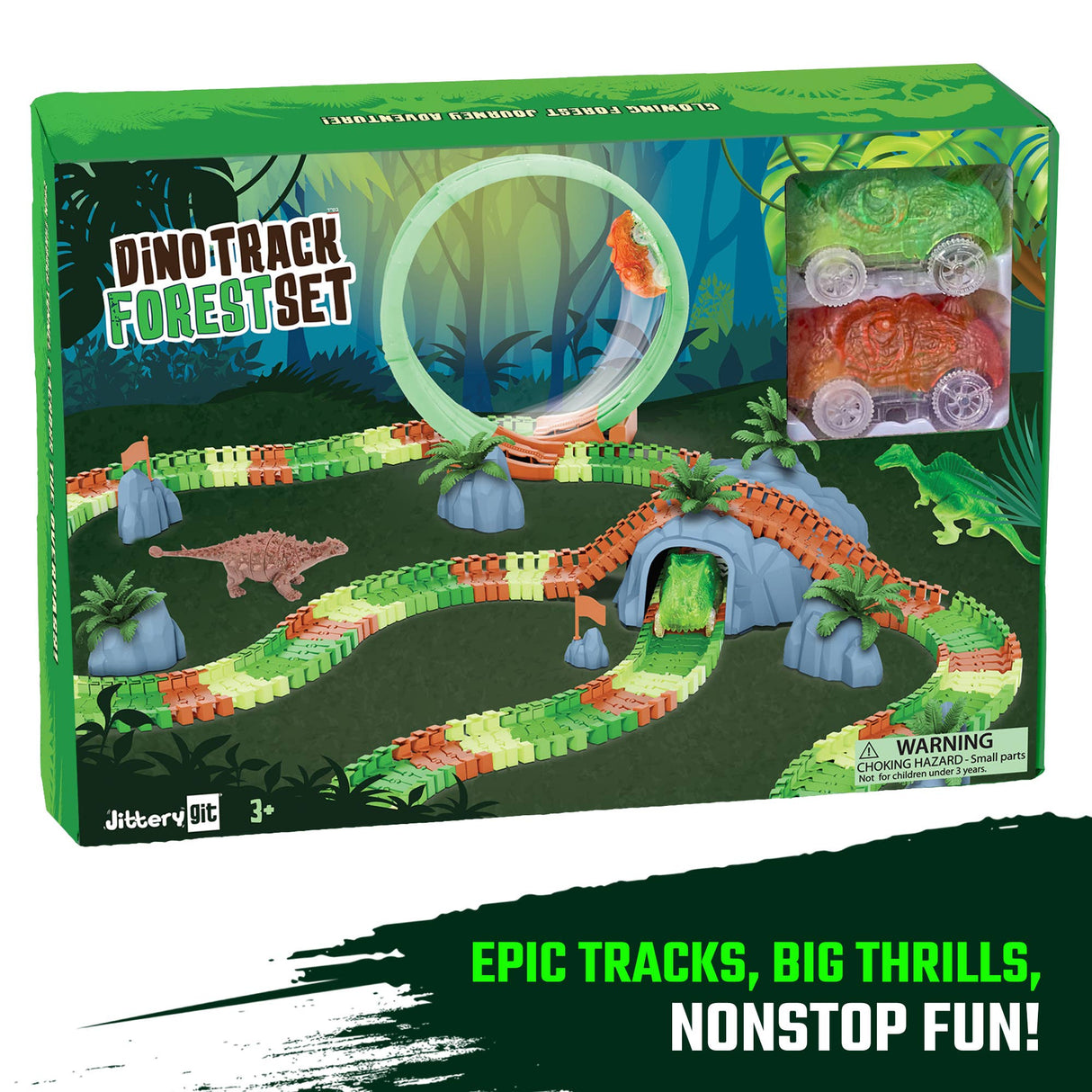 Dinosaur Forest Race Car Track Edition STEM Toy Gift Set