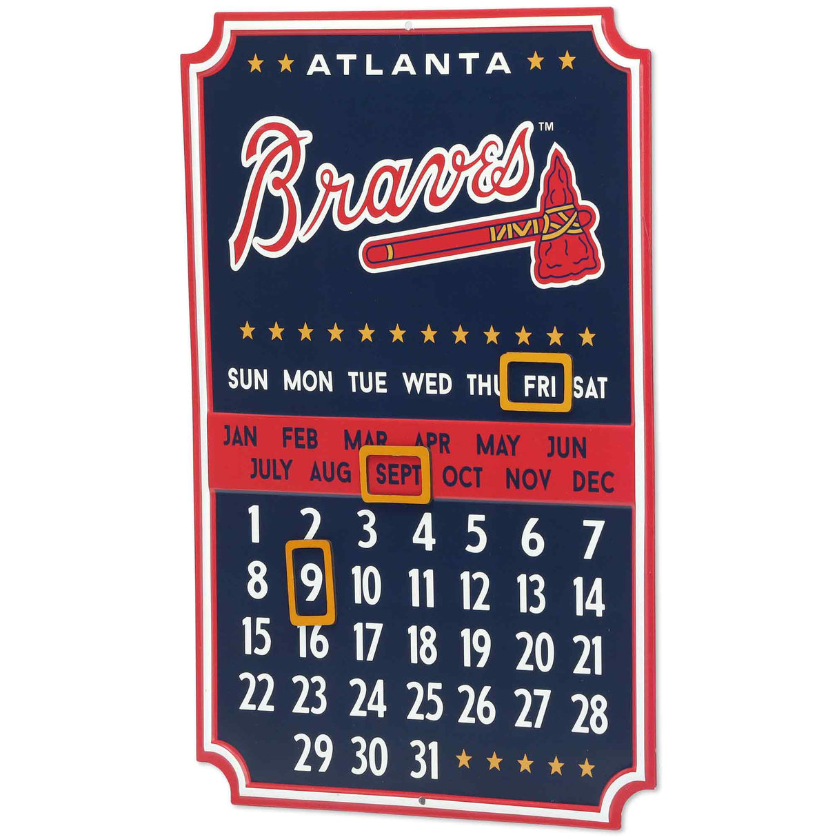 Atlanta Braves Perpetual Calendar Metal Sign
