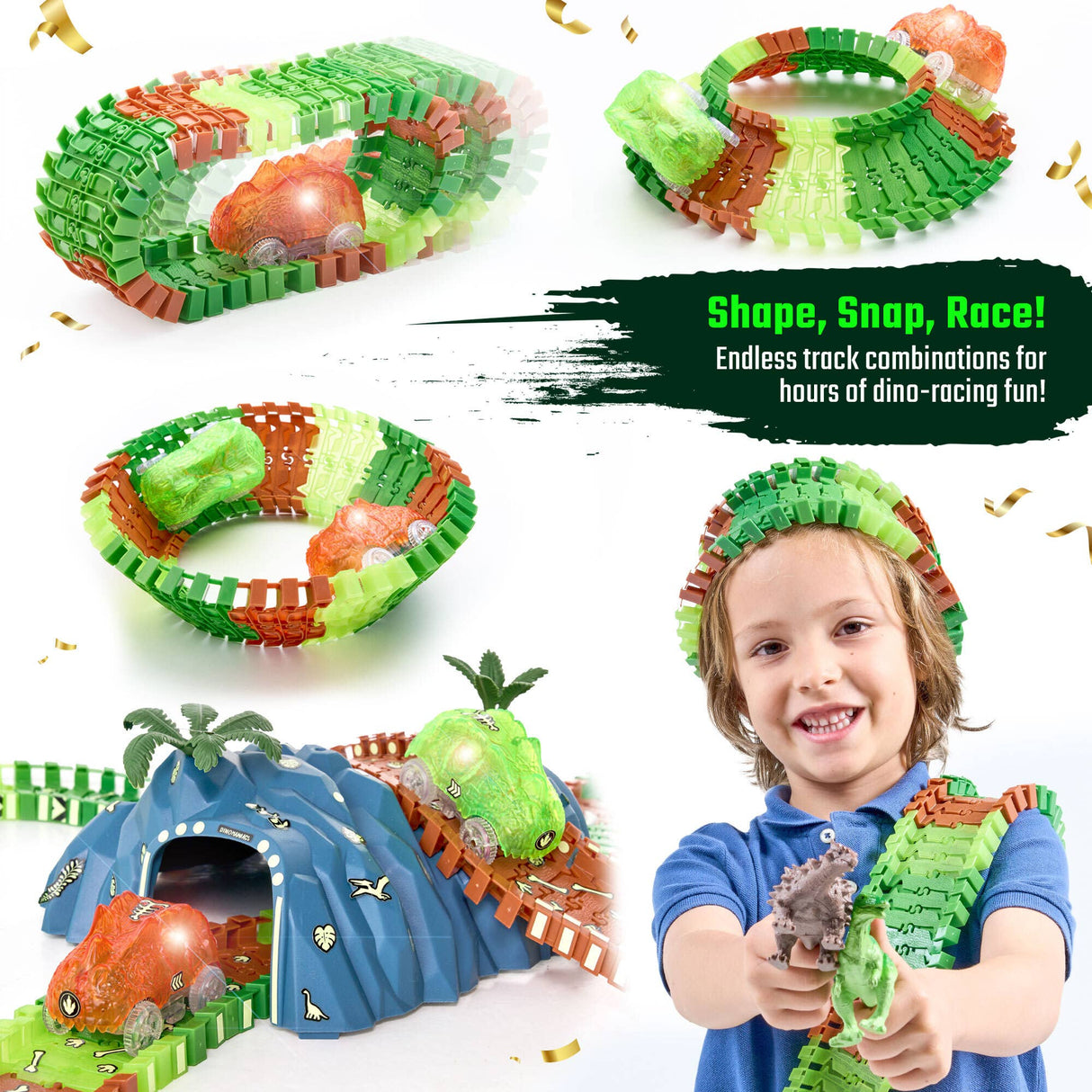 Dinosaur Forest Race Car Track Edition STEM Toy Gift Set