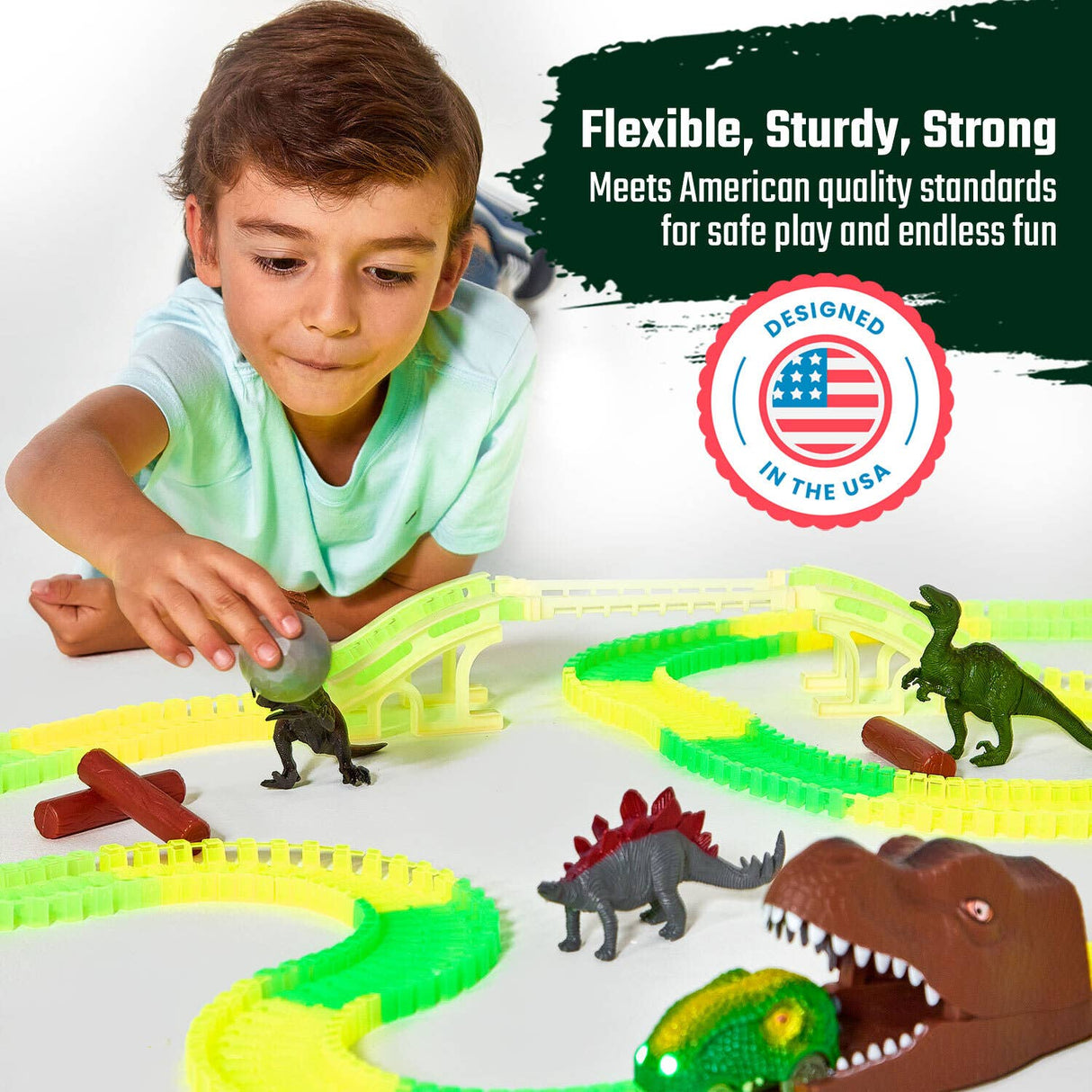 Dinosaur Race Escape Track Playset Toy Gift For Kids, Boys, Girls