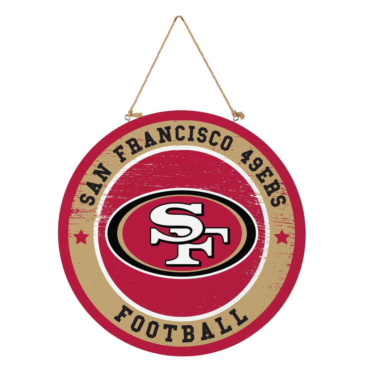 San Francisco 49ers Round Door Décor with Hanging Rope, 18x1