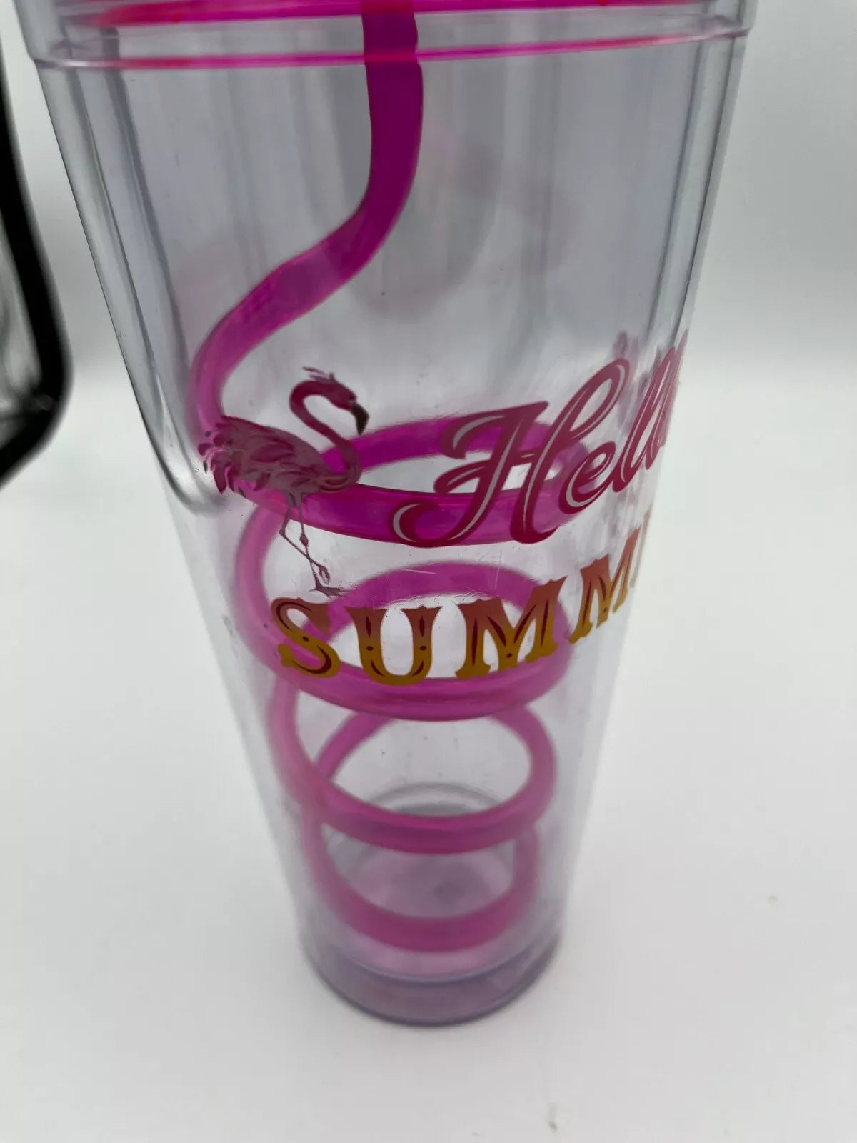 "Hello Summer" Plastic Tumbler Cup With Sprial Silly Straw 24oz