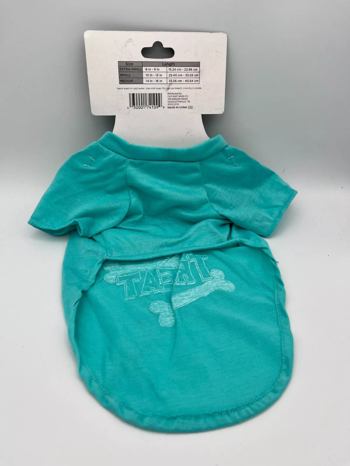 HALLOWEEN NOVELTRY PET TEE LIGHT BLUE BONES (LICK OR TREAT) MED (14 IN - 16 IN)