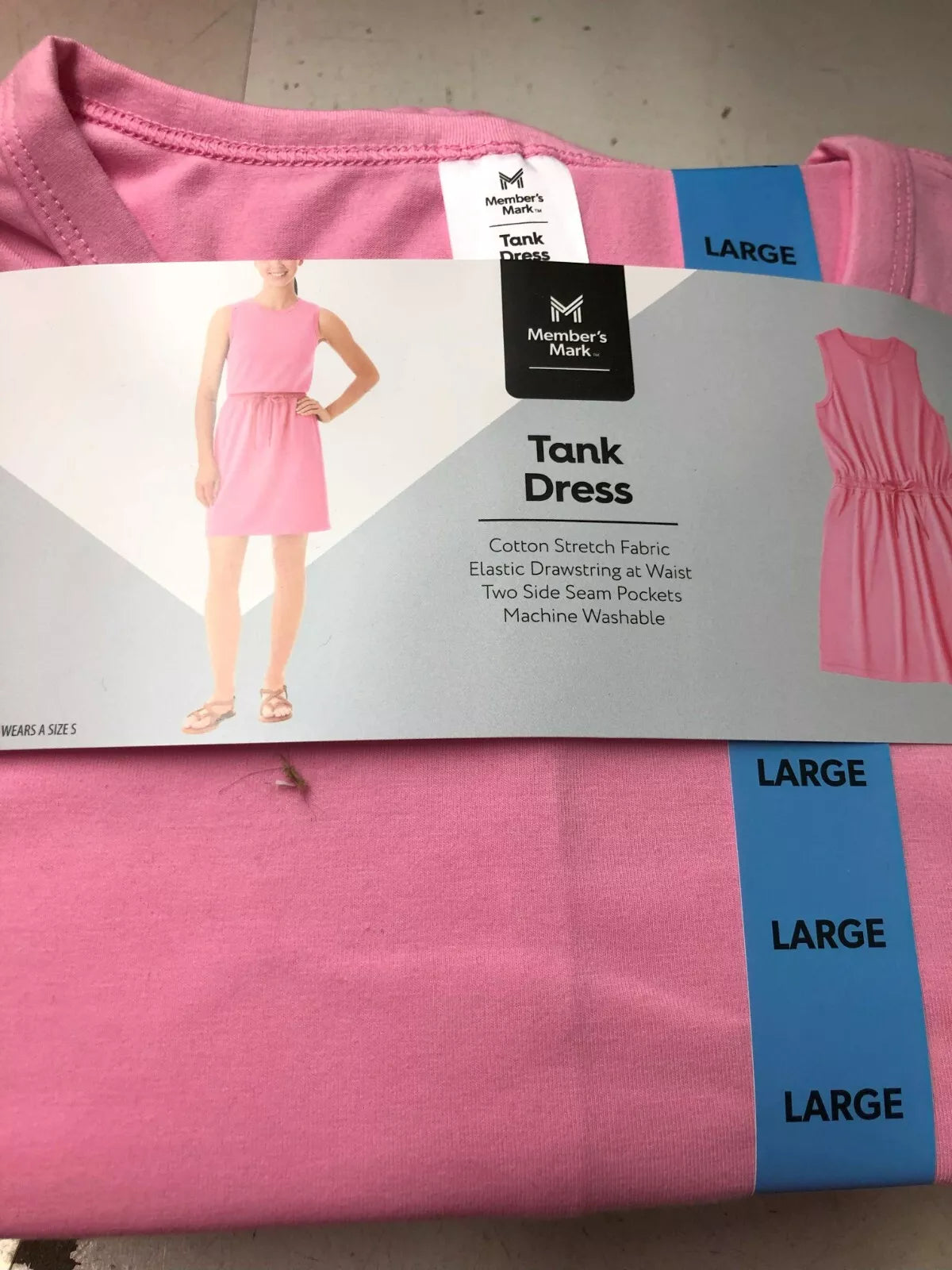 Member's Mark Women's Elastic Drawstring Sleeveless Tank Dress