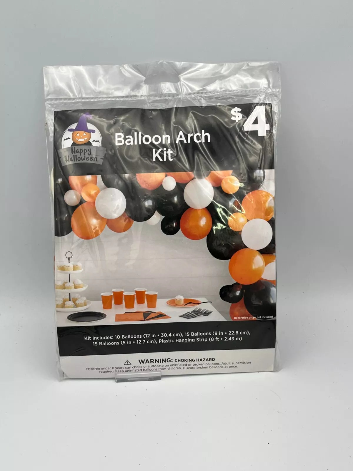 Balloon Arch Kit Orange, Black and White (For Halloween)