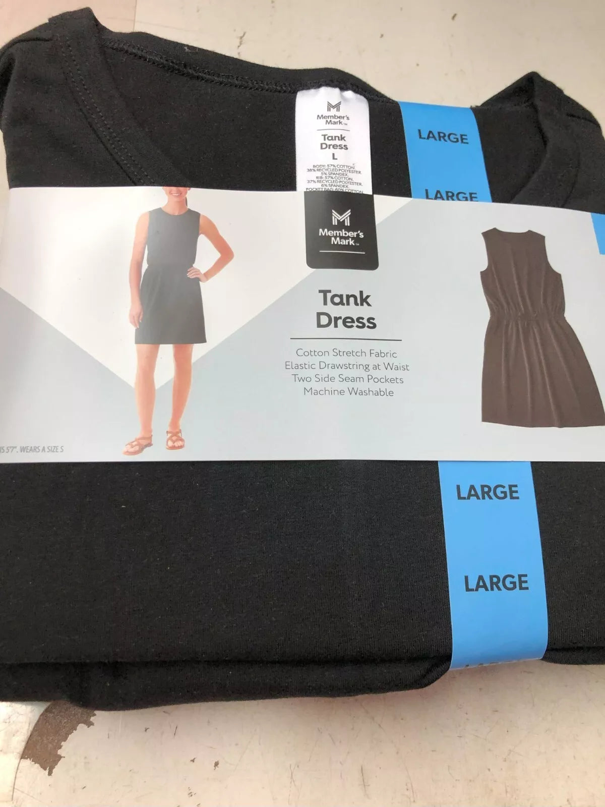 Member's Mark Women's Elastic Drawstring Sleeveless Tank Dress