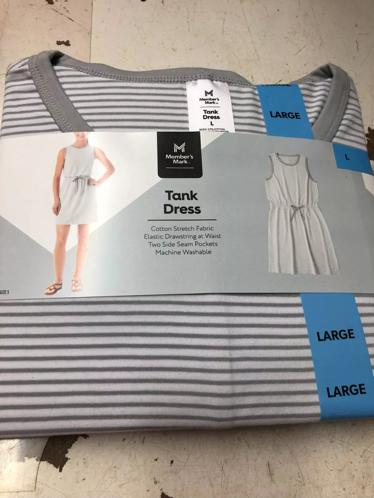 Member's Mark Women's Elastic Drawstring Sleeveless Tank Dress