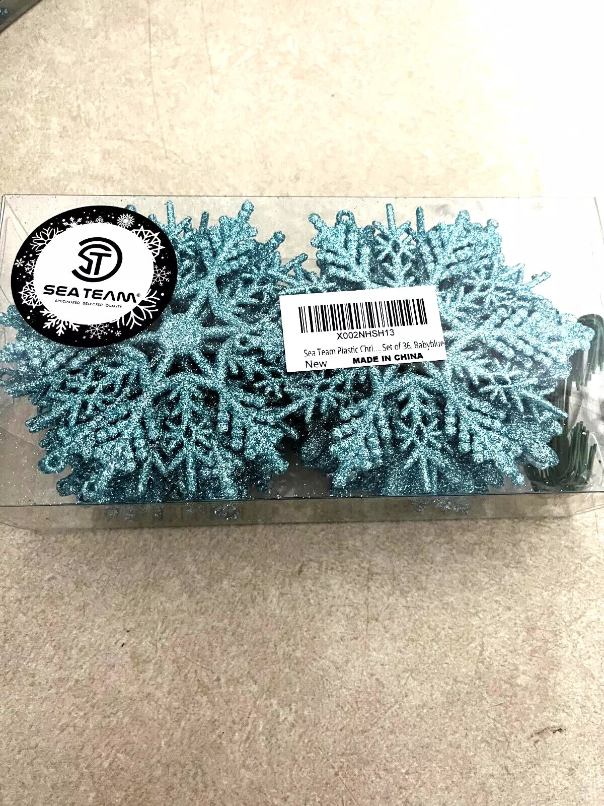 Blue Snowflakes - Sea Team Plastic Christmas 4" (36 total)
