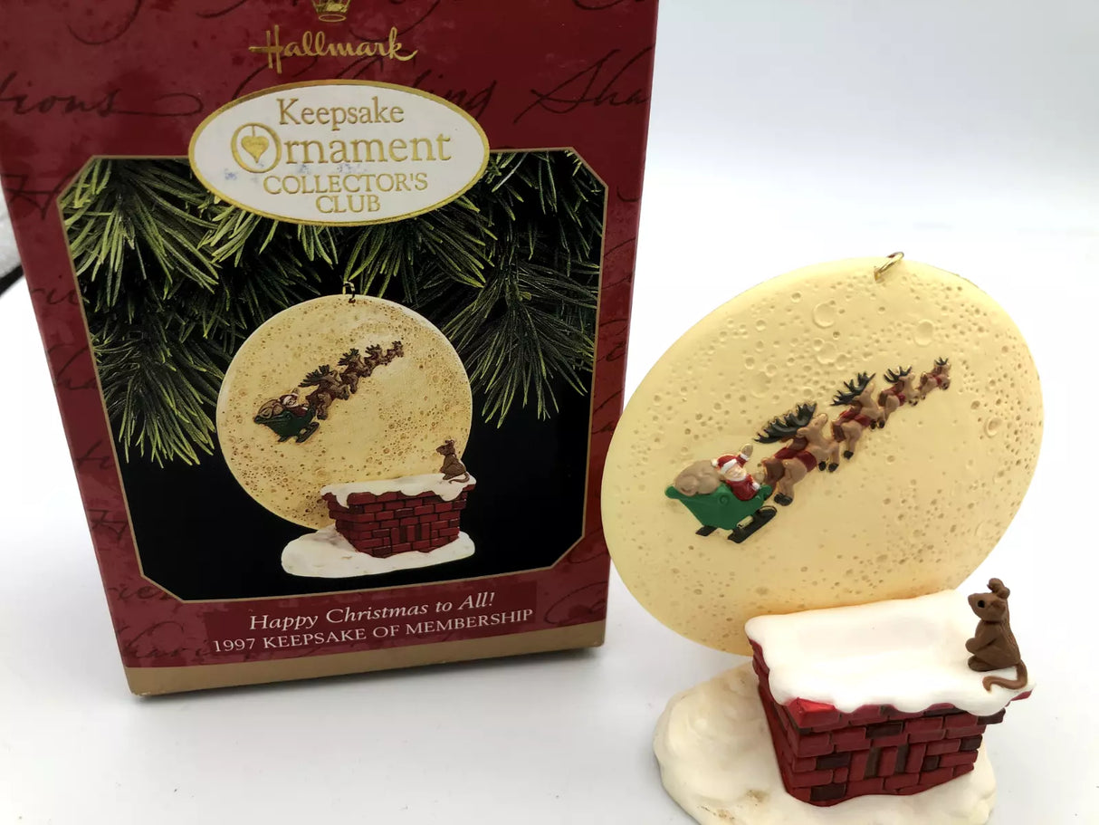 1997~ Hallmark ~Keepsake Of Membership ~HAPPY CHRISTMAS TO ALL! Clip On~