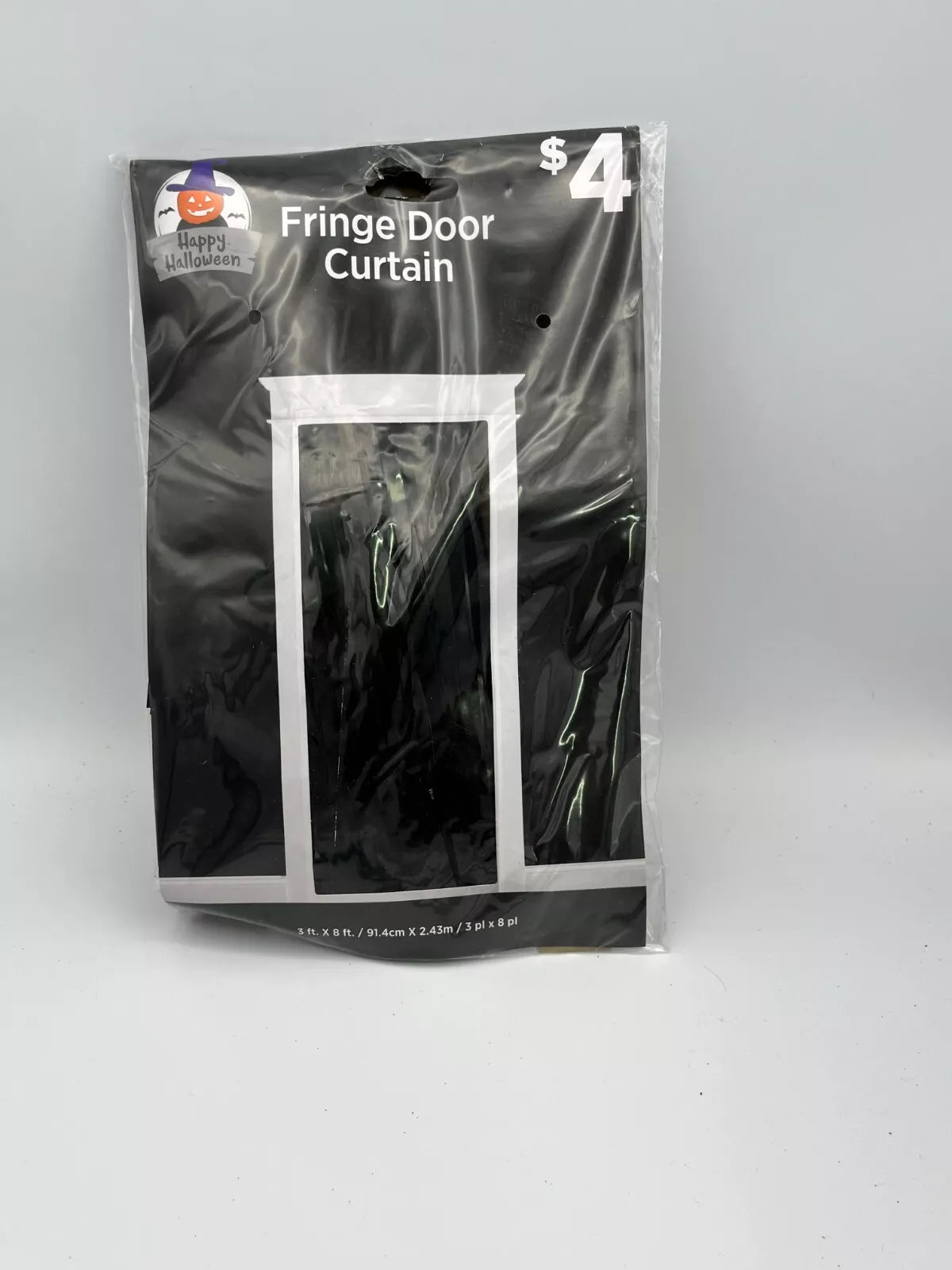 HALLOWEEN Door Streamer 3 Ft X 8 Ft Black Fringe Door Curtain