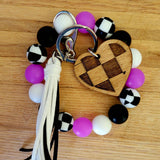 Neon Glow-the-Dark Purple Silicone Wristlet with Wavy Beads