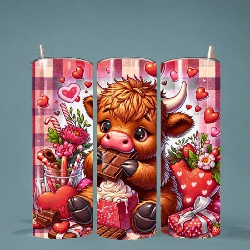 Highland Cow Valentine's Day Tumbler Wrap – Funny Cow Design