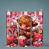Highland Cow Valentine's Day Tumbler Wrap – Funny Cow Design