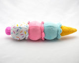 Pet Birthday 3-Scoop Ice Cream Cone Plush Dog Toy 12"