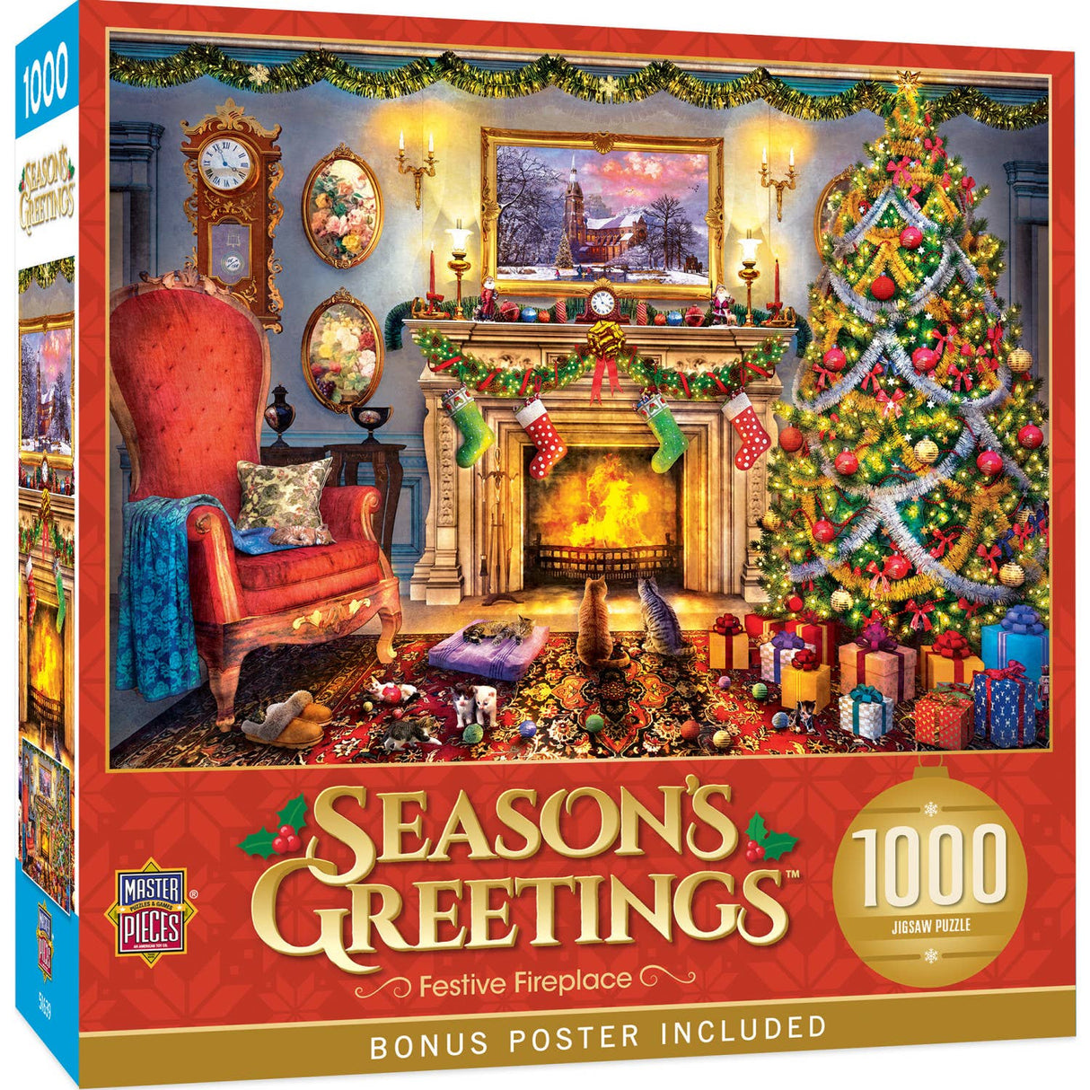 Season's Greetings - Festive Fireplace 1000 Piece Puzzle