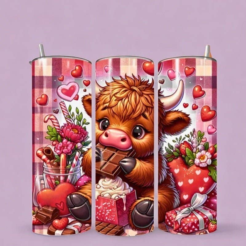 Highland Cow Valentine's Day Tumbler Wrap – Funny Cow Design