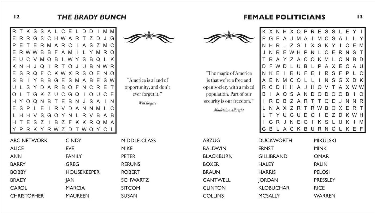 Large Print Stars and Stripes Word Search