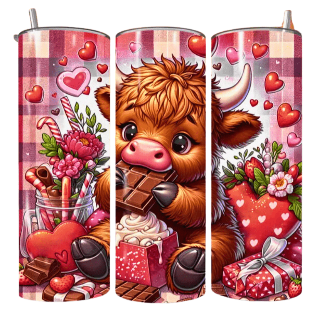 Highland Cow Valentine's Day Tumbler Wrap – Funny Cow Design