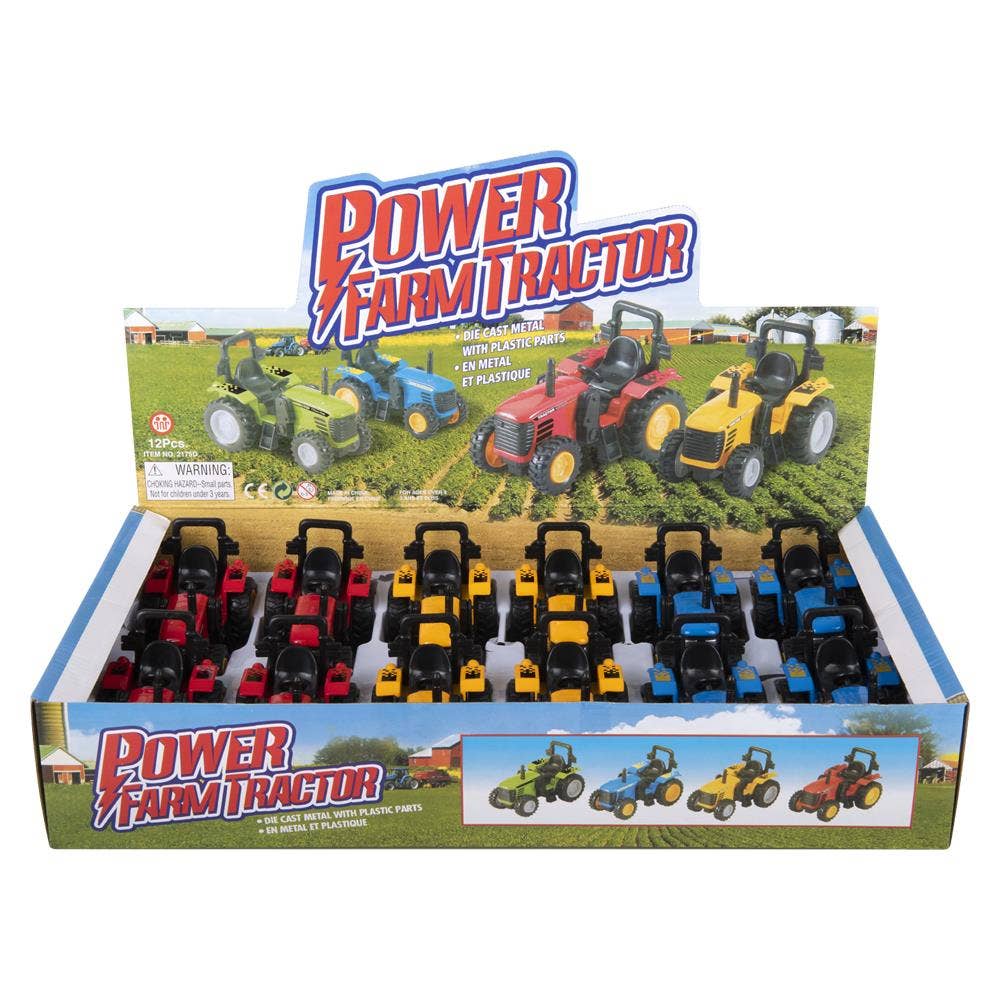 4" Diecast Pull Back Farm Tractor