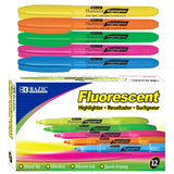 Fluorescent Highlighter Asst Color w/ Pocket Clip (12/Pack)