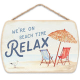We're On Beach Time Hanging Wood Decor