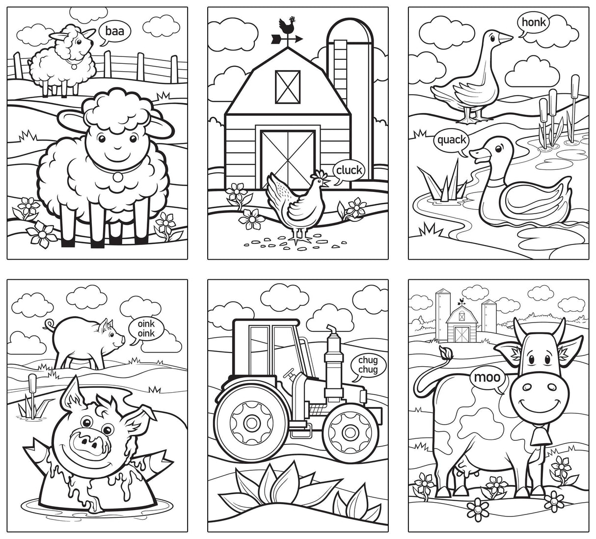 Coloring Puzzles 6-Pack - Farm 48 Piece Puzzles