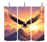 20oz Stainless-Steel Tumblers-Eagle Soaring Sunset Design