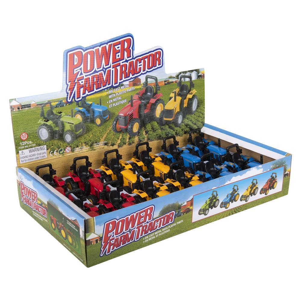 4" Diecast Pull Back Farm Tractor