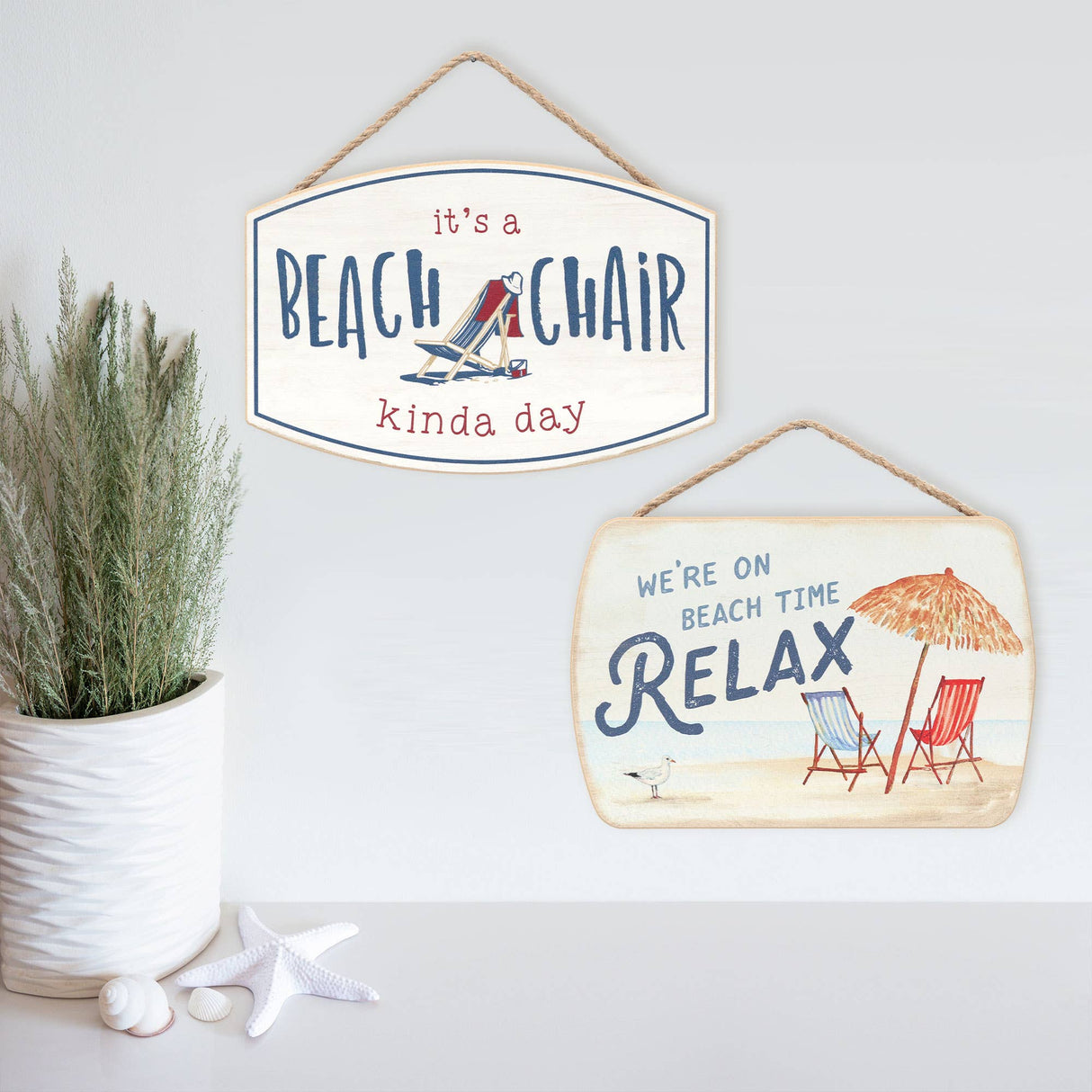 We're On Beach Time Hanging Wood Decor