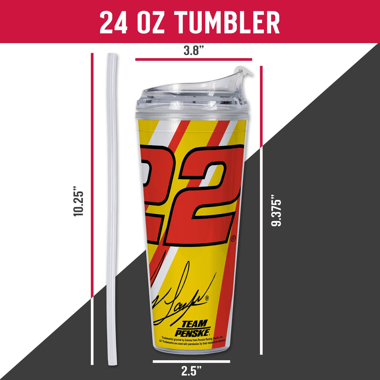 NASCAR  Joey Logano  24oz Acrylic Tumbler with Hinged Lid