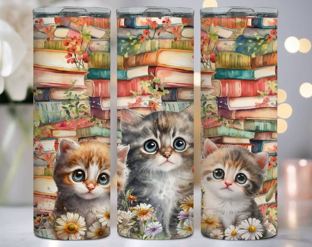 Kittens & Books Stainless Steel 20oz Tumbler