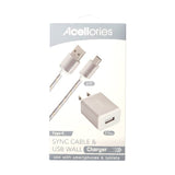 Acellories USB Wall Plug Combo and 6FT USB-A to Type-C Cable