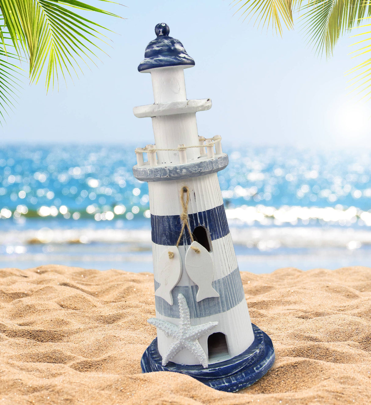 Nautical Decor - Blue Stripes Lighthouse