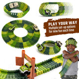 Dinosaur Race Car Journey Track Set Toy, STEM Glow In The Dark Toy