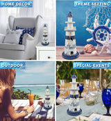 Nautical Decor - Blue Stripes Lighthouse