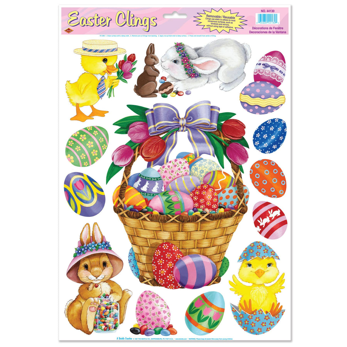 Easter Basket & Friends Clings, 12"x17" sheet