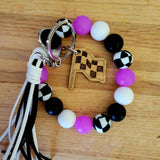 Neon Glow-the-Dark Purple Silicone Wristlet with Wavy Beads