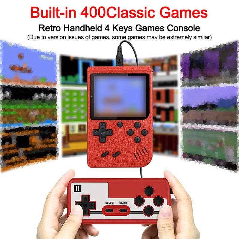 400-In-1 Handheld Game Boy Game Console with 2 Player Controller & TV Connection