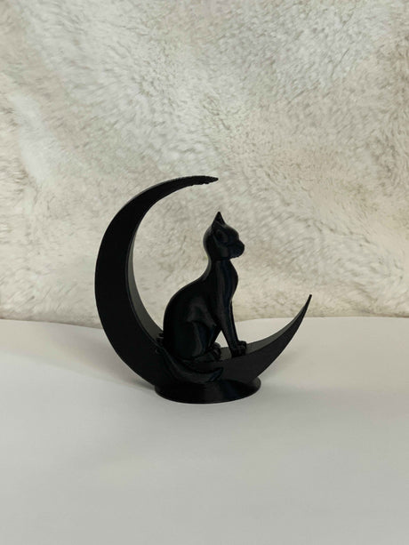 Cat on the Moon Statue 3D printed