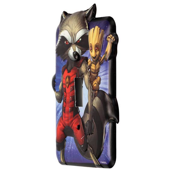 Rocket & Groot Metal Switch Plate