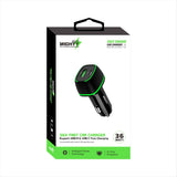 Mighty Fast 36W PD Car Charger with USB Port Black MK32