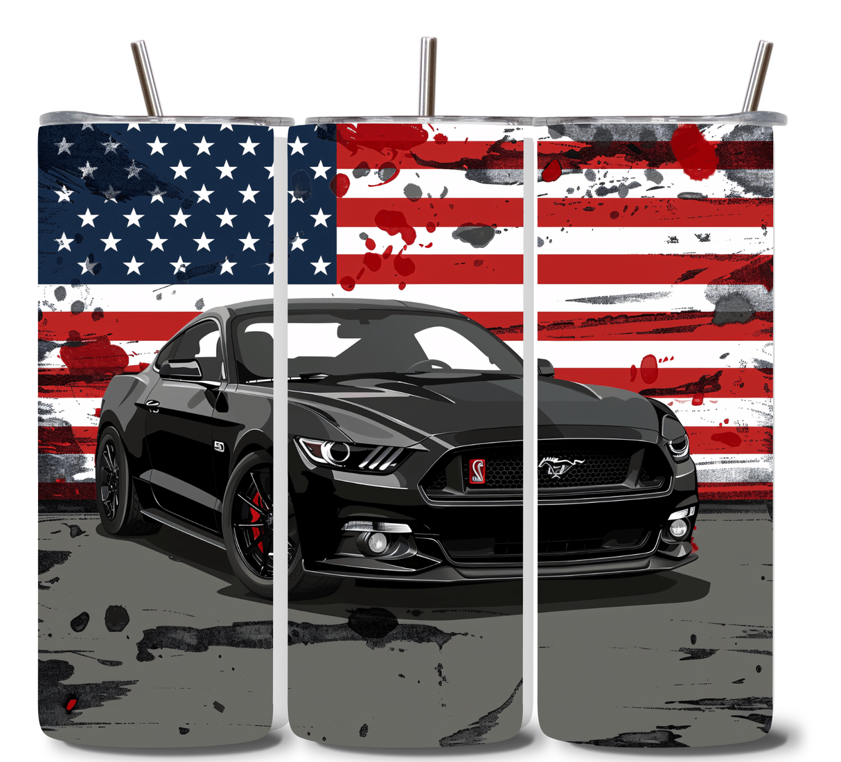 20oz Stainless-Steel Tumblers-Muscle Car USA Flag Design
