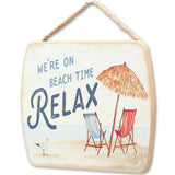 We're On Beach Time Hanging Wood Decor