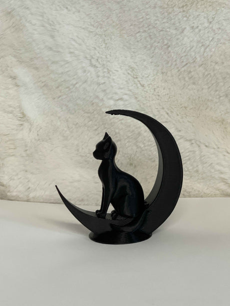 Cat on the Moon Statue 3D printed