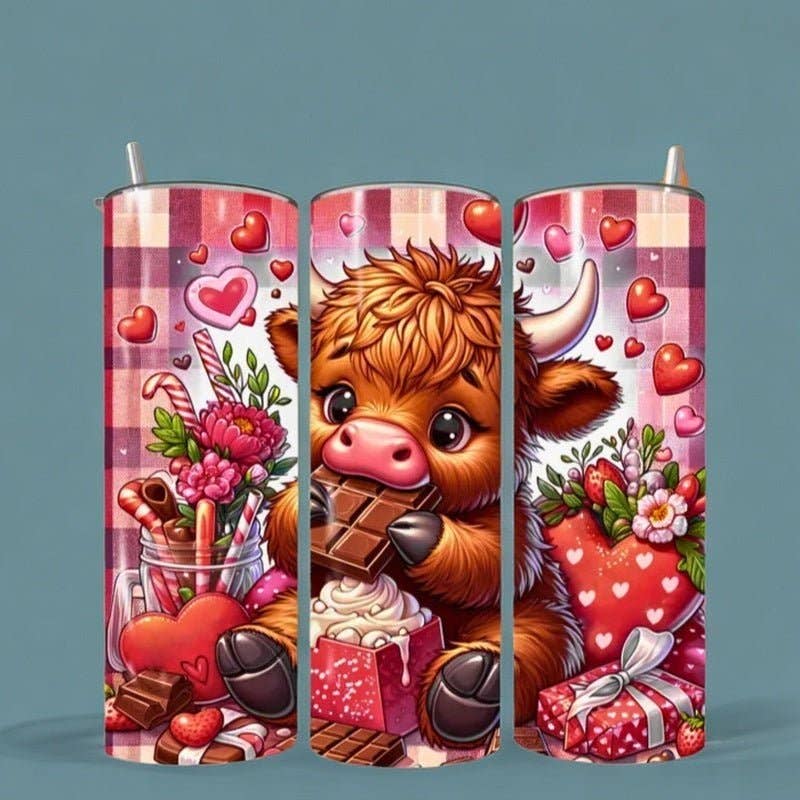 Highland Cow Valentine's Day Tumbler Wrap – Funny Cow Design