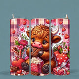 Highland Cow Valentine's Day Tumbler Wrap – Funny Cow Design
