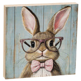 Bunny In Pink Specs Block - 5 In Sq