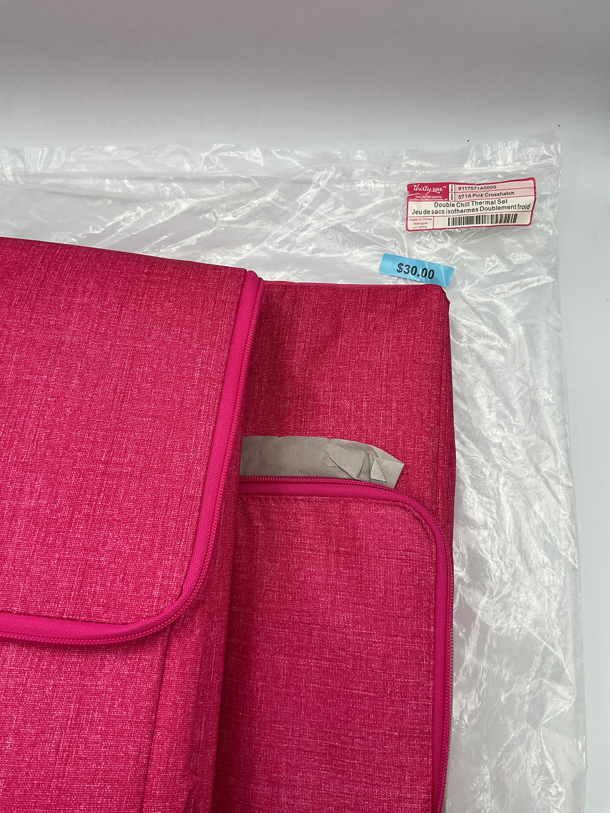 Thirty-One Double Chill Thermal Set - Pink Crosshatch