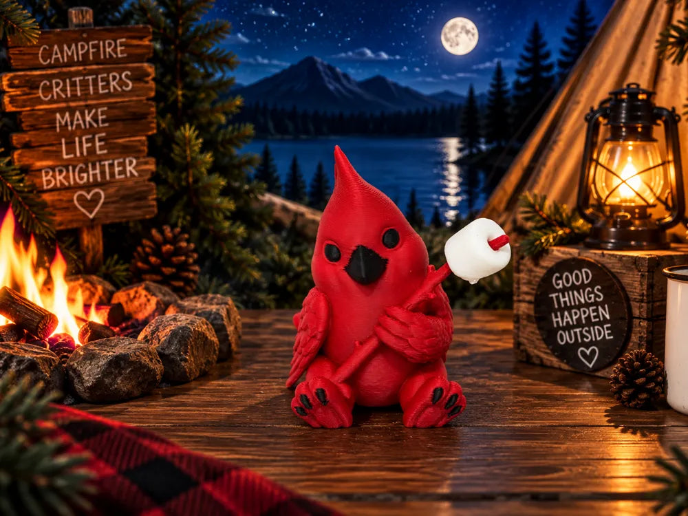 Cardinal Campsite Critter 3D Printed