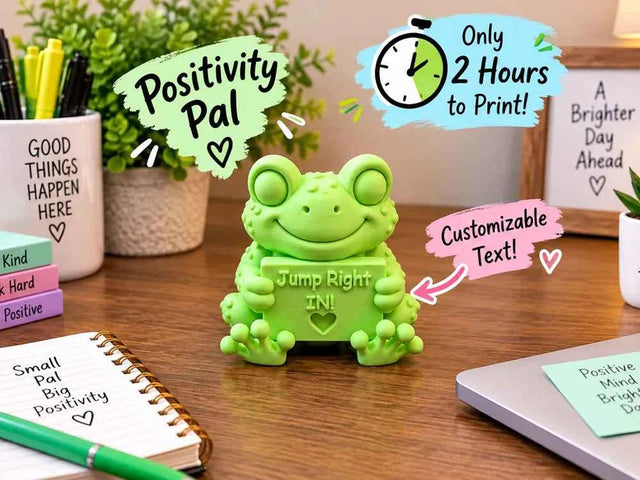 Fred the Frog Positivity Pal (Customizable Text) 3D Printed